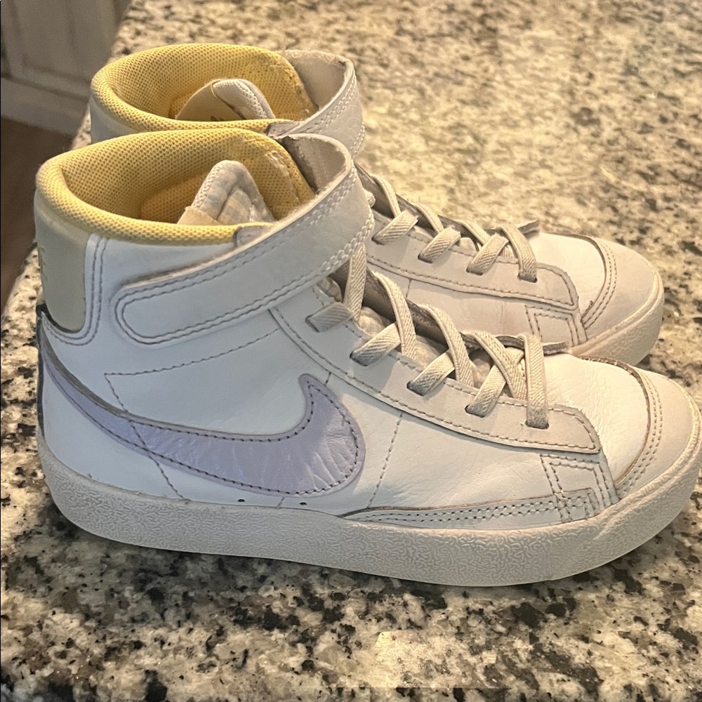 Nike Kids White and Yellow High-Top Sneakers